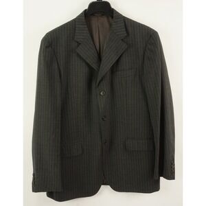 Boggi Milano Men's 46R Lightweight Charcoal Gray Stripe Wool Three Button Blazer